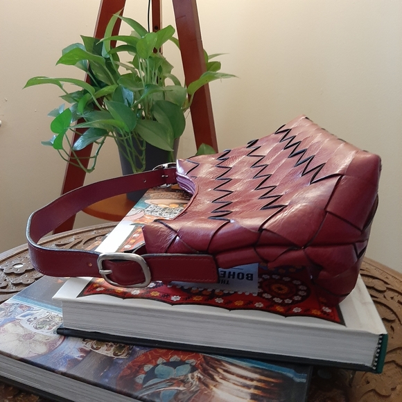 Wilson Leather Red Leather Woven Handbag - Picture 5 of 6